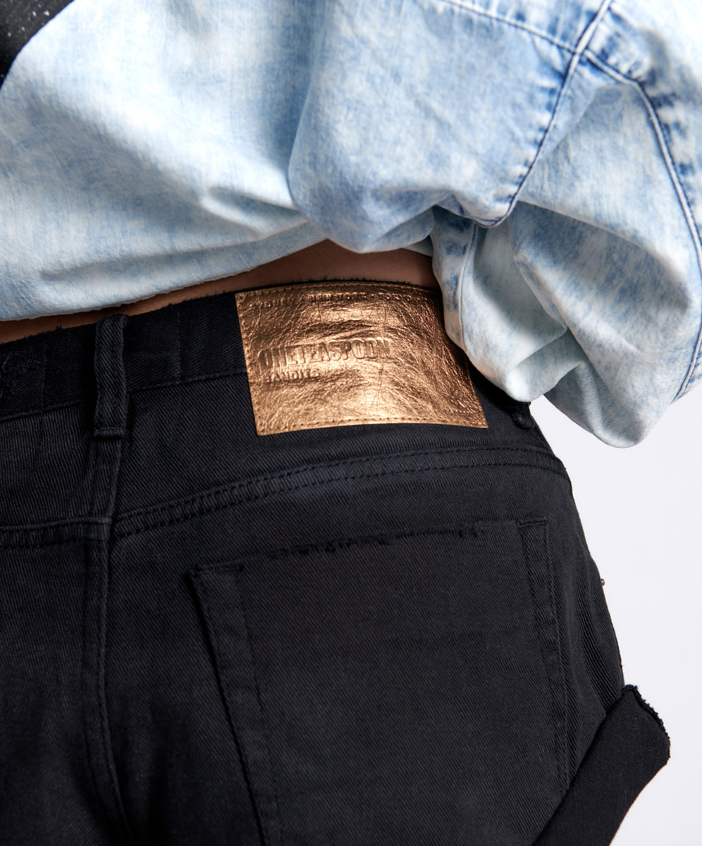 Black Oak Bandits Low Waist Denim Shorts - ONE TEASPOON