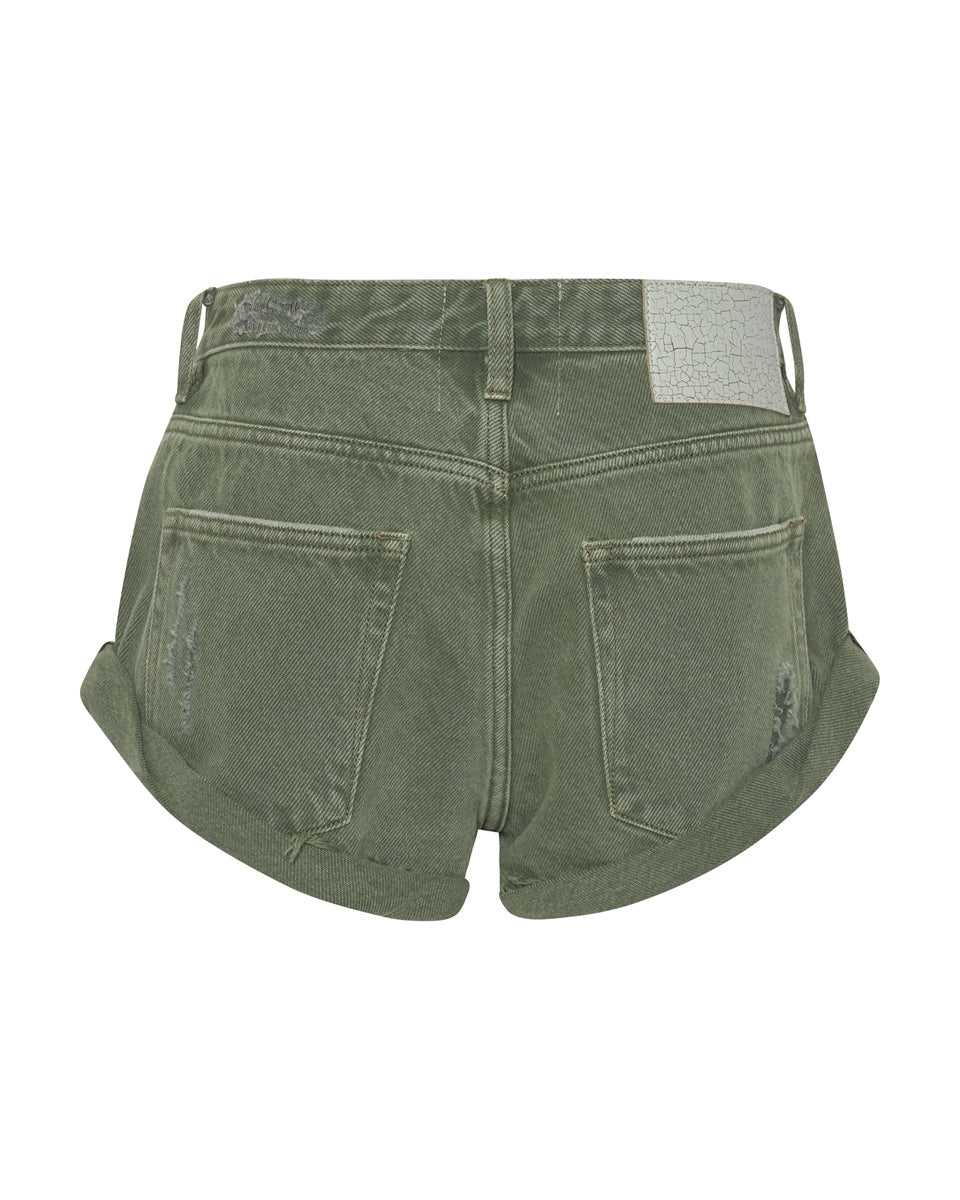 Military Khaki Bandit Low Waist Shorts - ONE TEASPOON