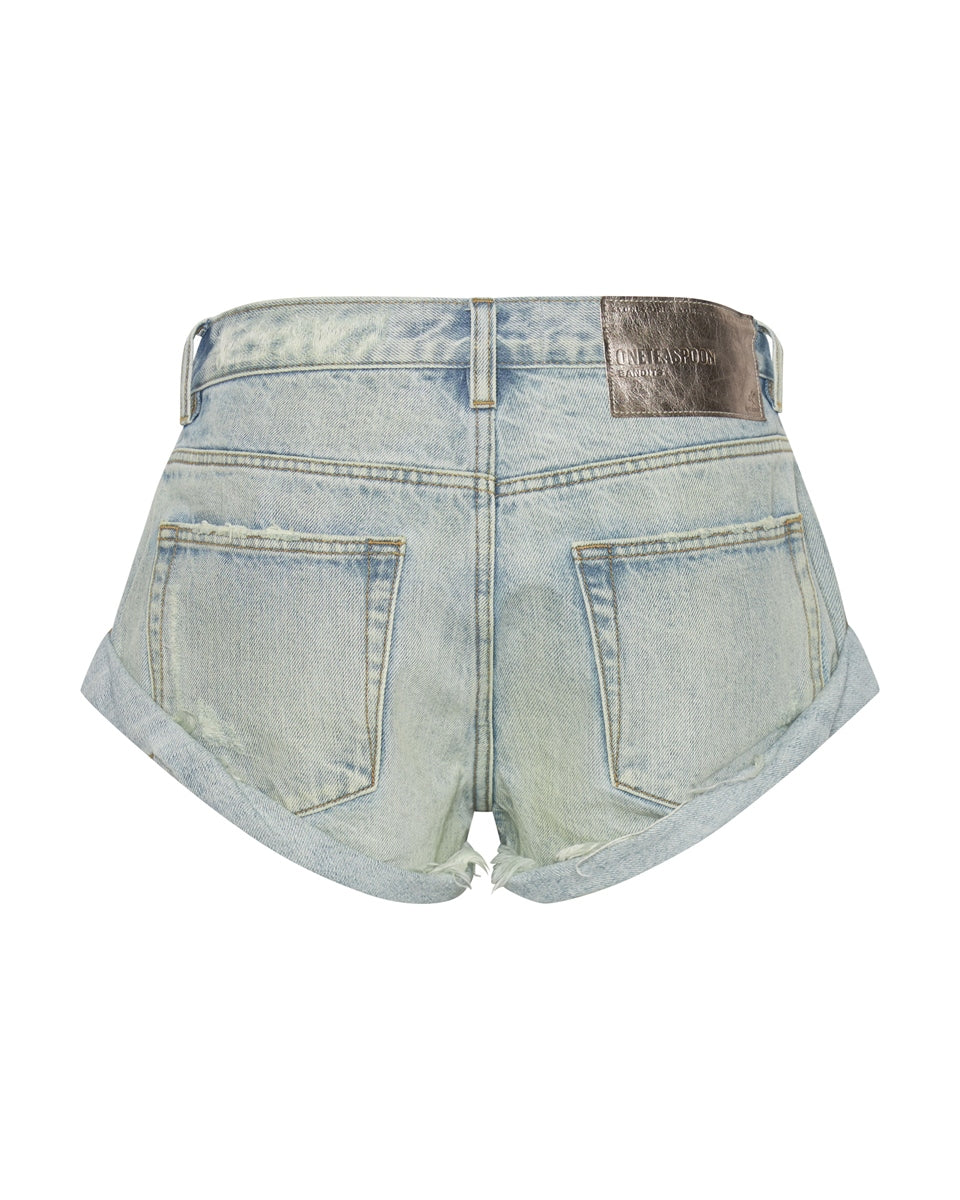 Kansas Blue Bandit Low Waist Denim Shorts - ONE TEASPOON