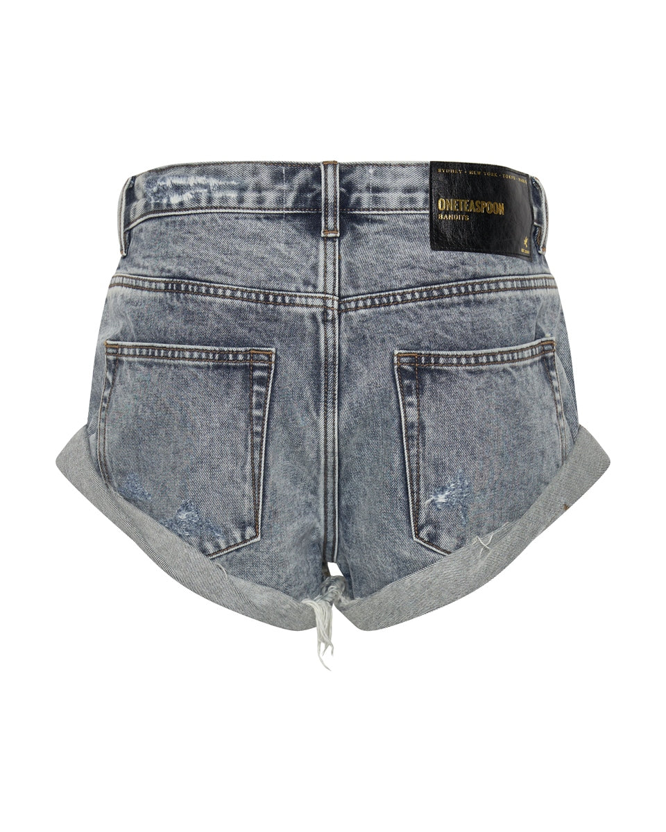 Blue Blossom Bandit Low Waist Denim Shorts - One Teaspoon