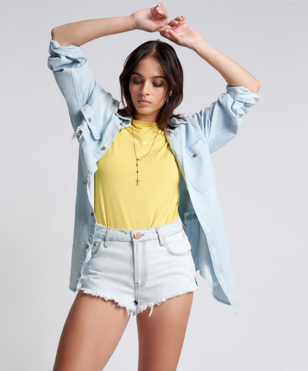 Bel Air Blue The One Fitted Cheeky Denim Shorts - One Teaspoon