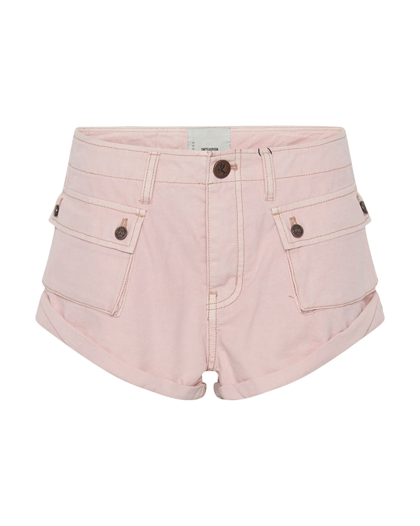 Blush Cadet Bandits Low Waist Shorts - ONE TEASPOON