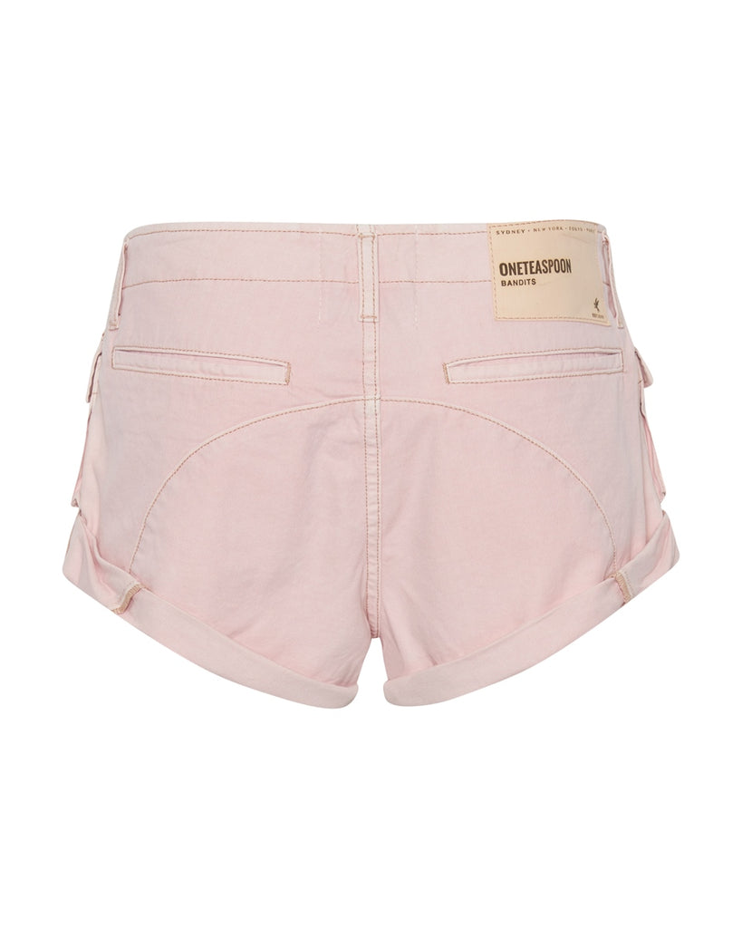 Blush Cadet Bandits Low Waist Shorts - ONE TEASPOON