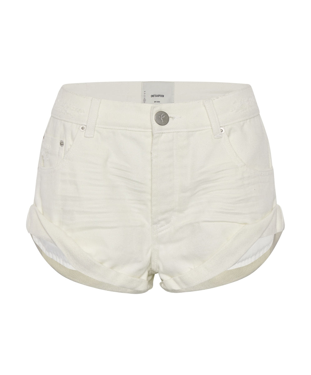Soft White Bandits Low Waist Denim Shorts - ONE TEASPOON