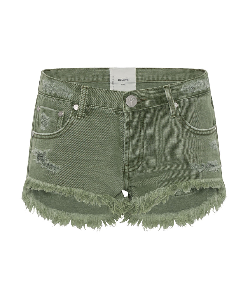 Super Khaki Bonitas Low Waist Denim Shorts - One Teaspoon