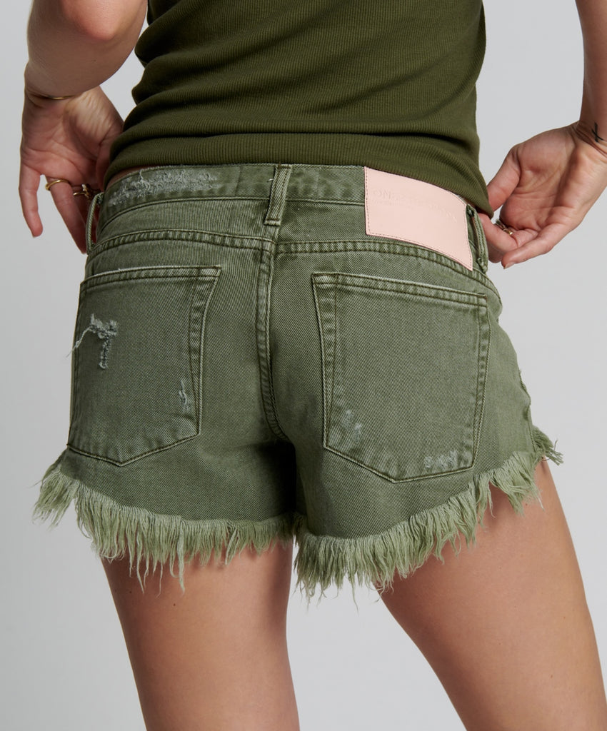 Super Khaki Bonitas Low Waist Denim Shorts - One Teaspoon