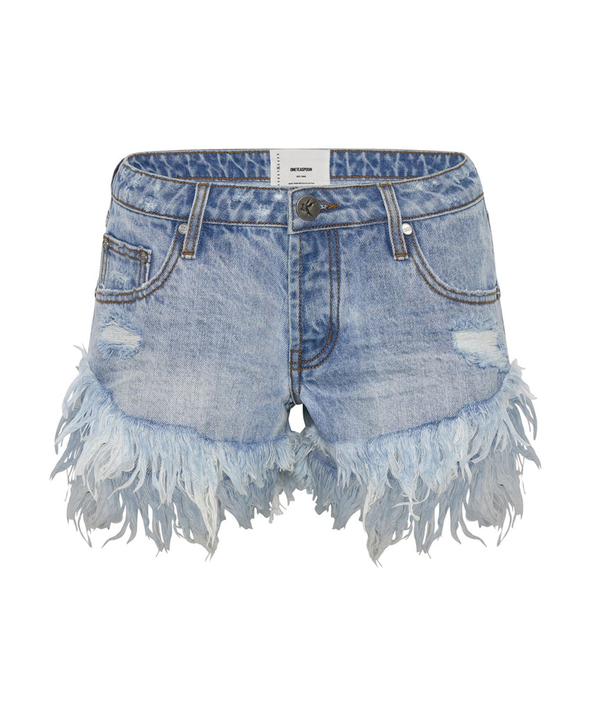 Ocean Dukes Low Waist Mini Denim Shorts- ONE TEASPOON