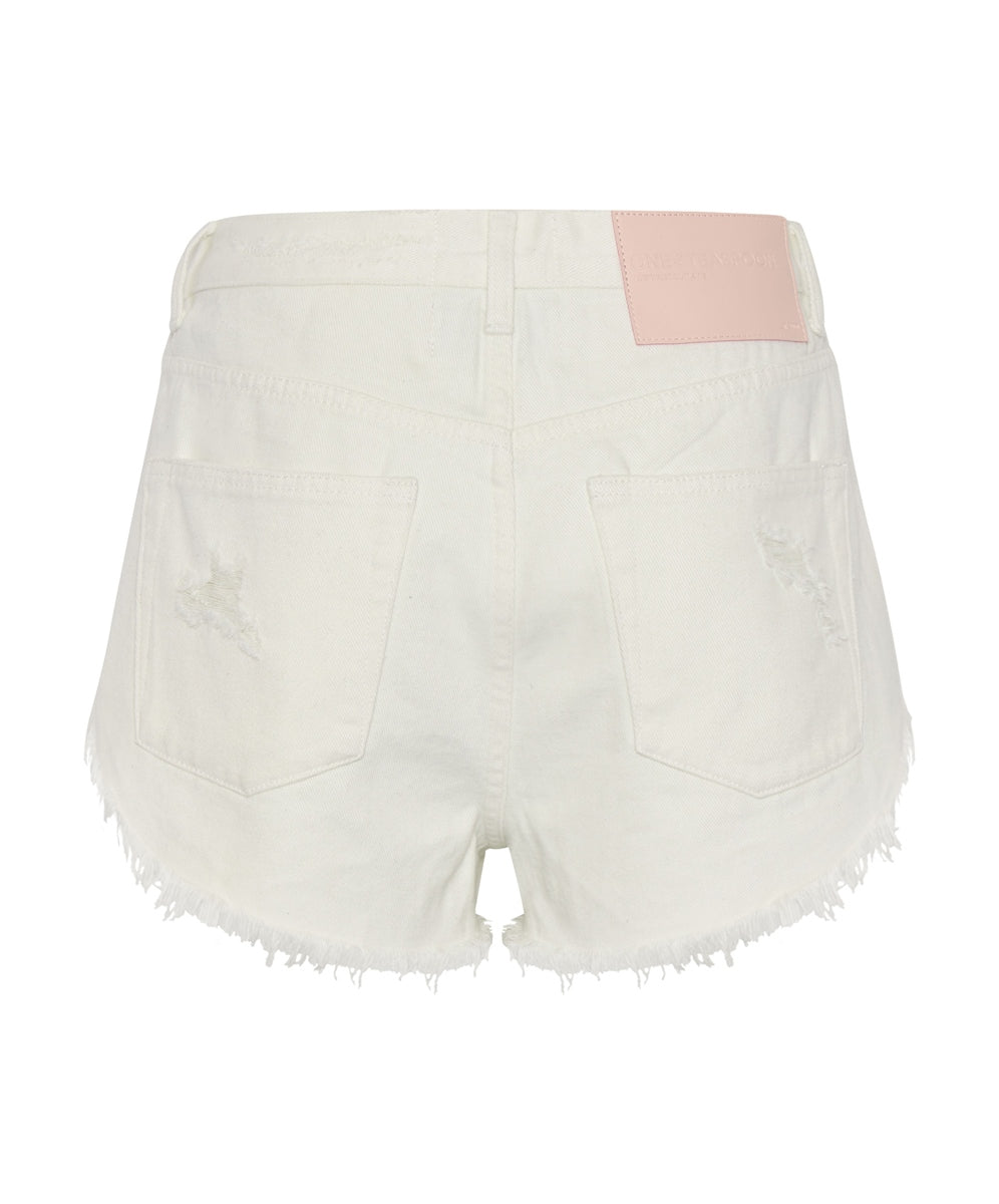 Soft White Outlaws Mid Length Denim Short - One Teaspoon
