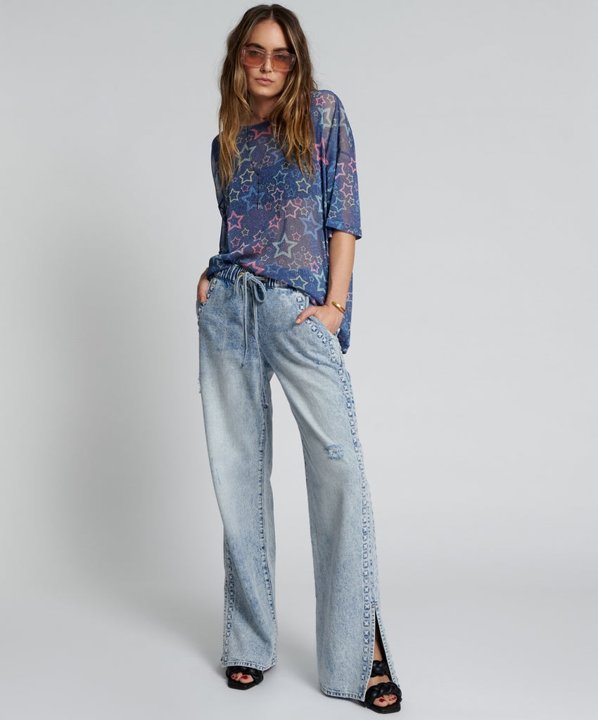 Sensory Star Oversized Mesh Tee  - One Teaspoon
