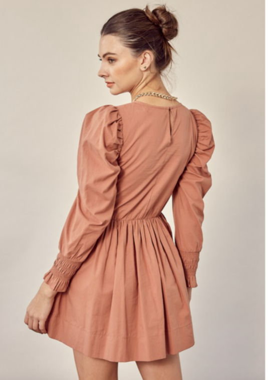 Serena Smocking Puff Sleeve Detailed Mini Dress