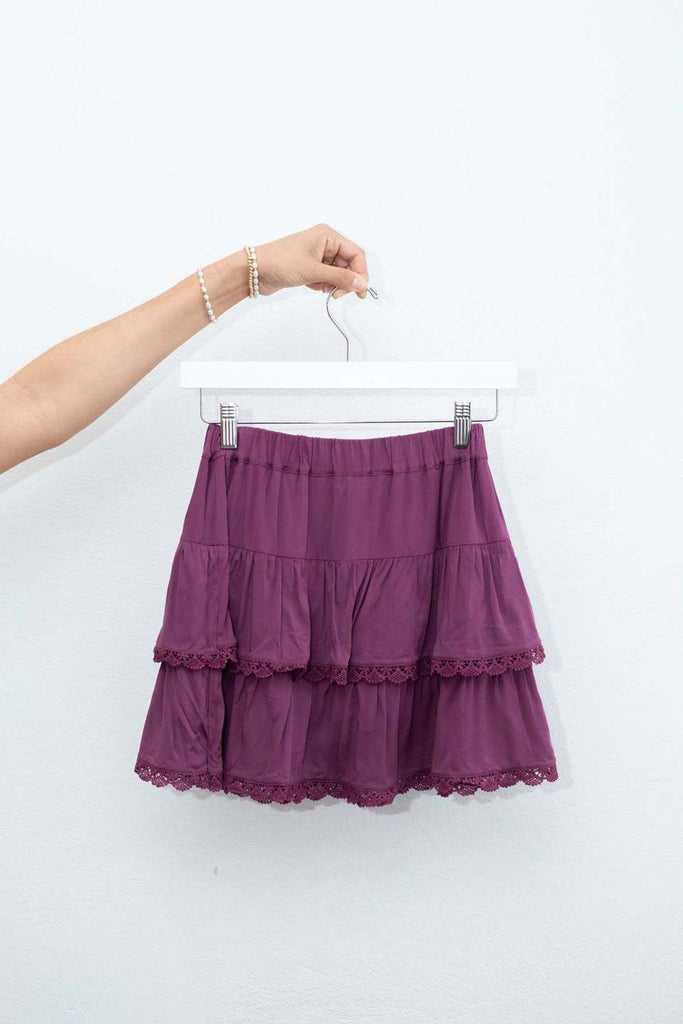 Lace Trim Layered Skirt with under shorts - Sabz