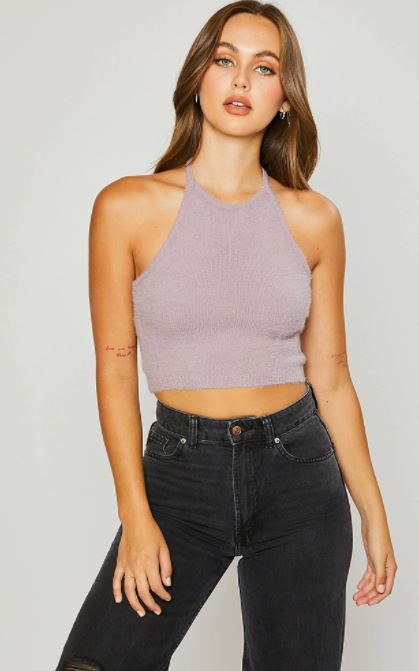 COMFY LILAC HALTER CROP TOP - PG