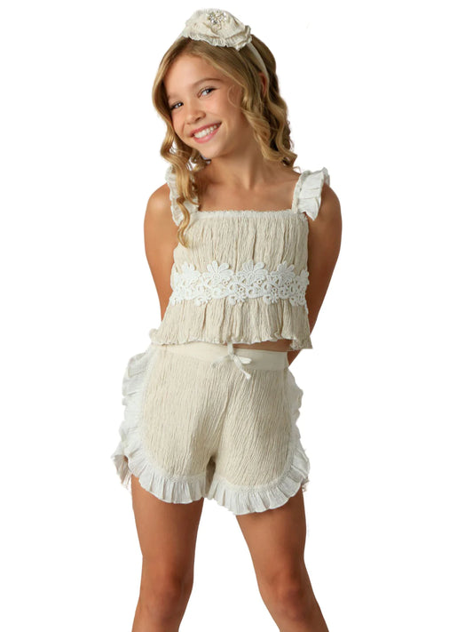 Couture Oatmeal Evie Girl Shorts