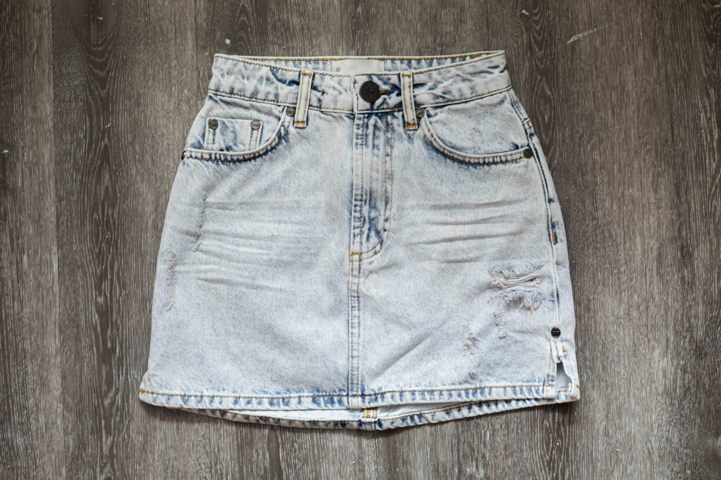 Circus Blue Mini High Waist Denim Skirt - One Teaspoon