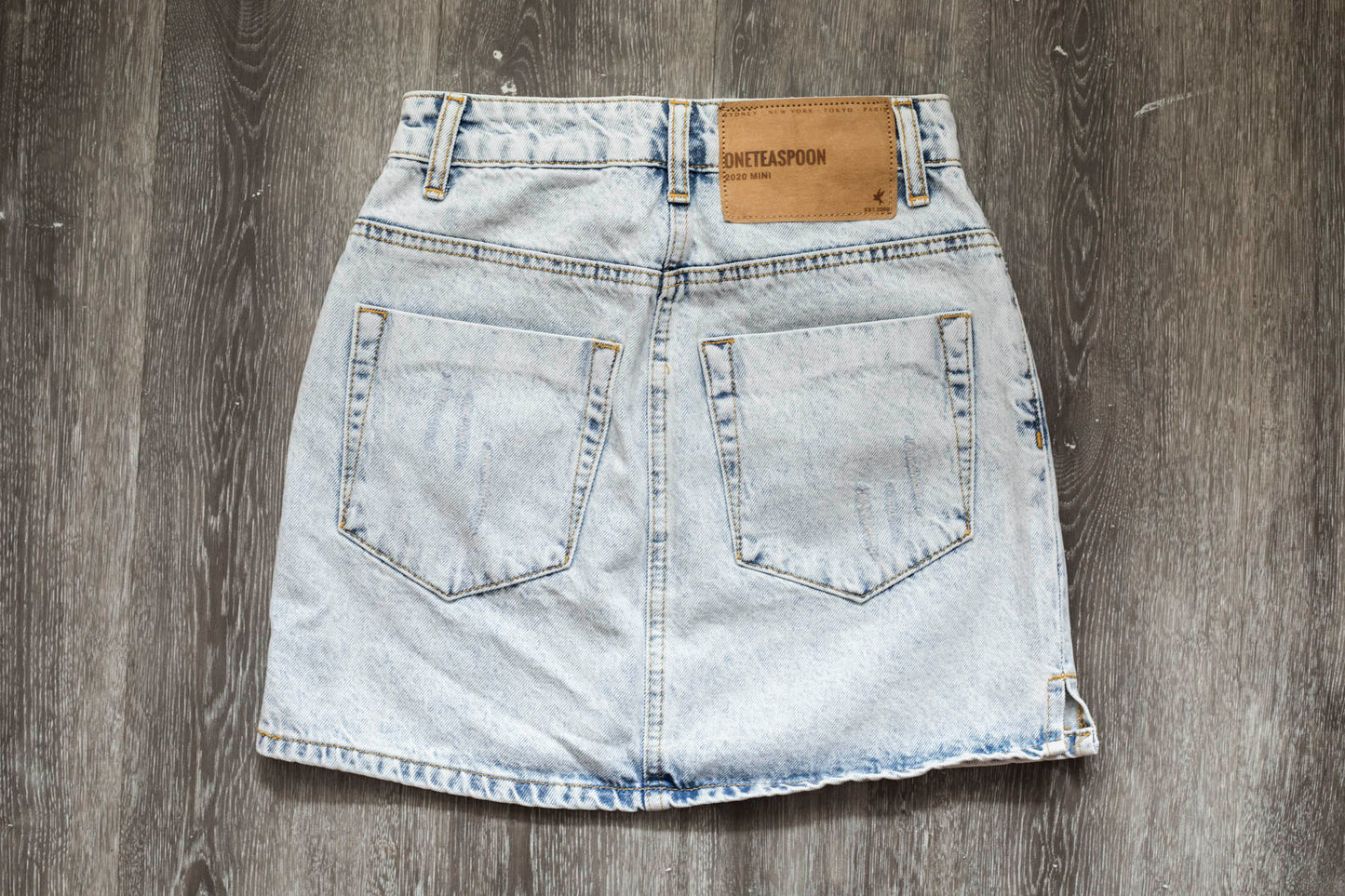 Circus Blue Mini High Waist Denim Skirt - One Teaspoon