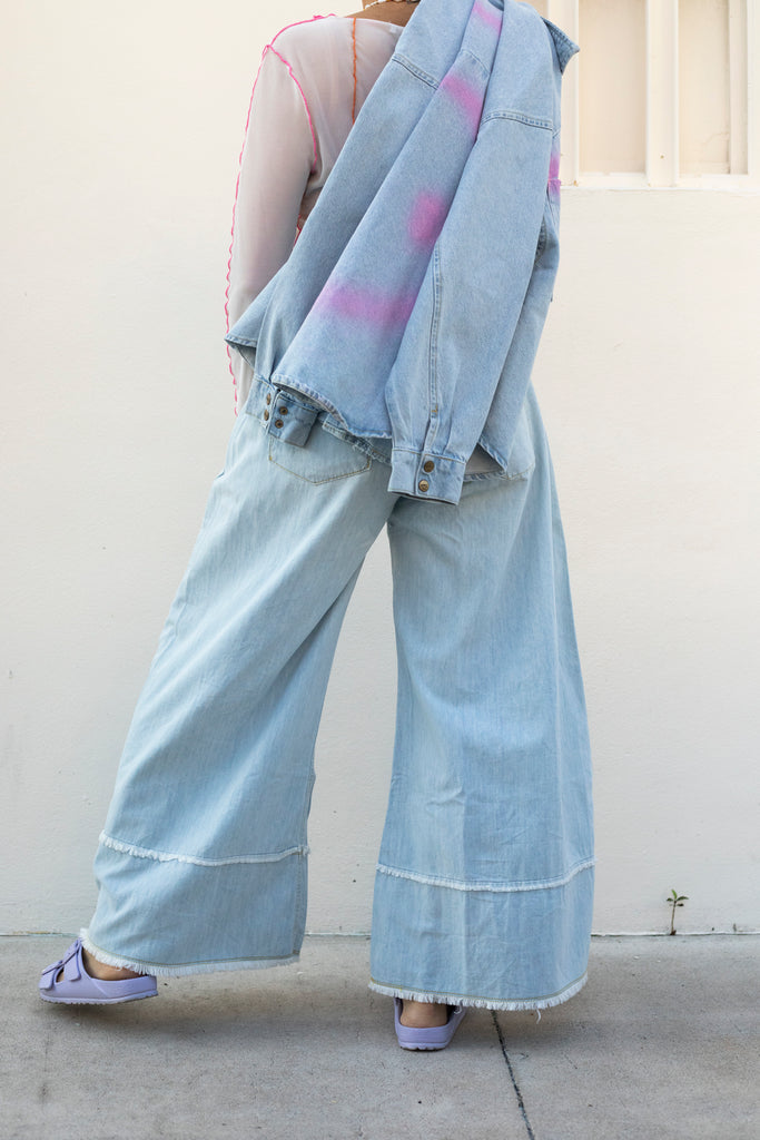 ONE TEASPOON CAPRI BLUE MAVERICK WIDE LEG JEANS
