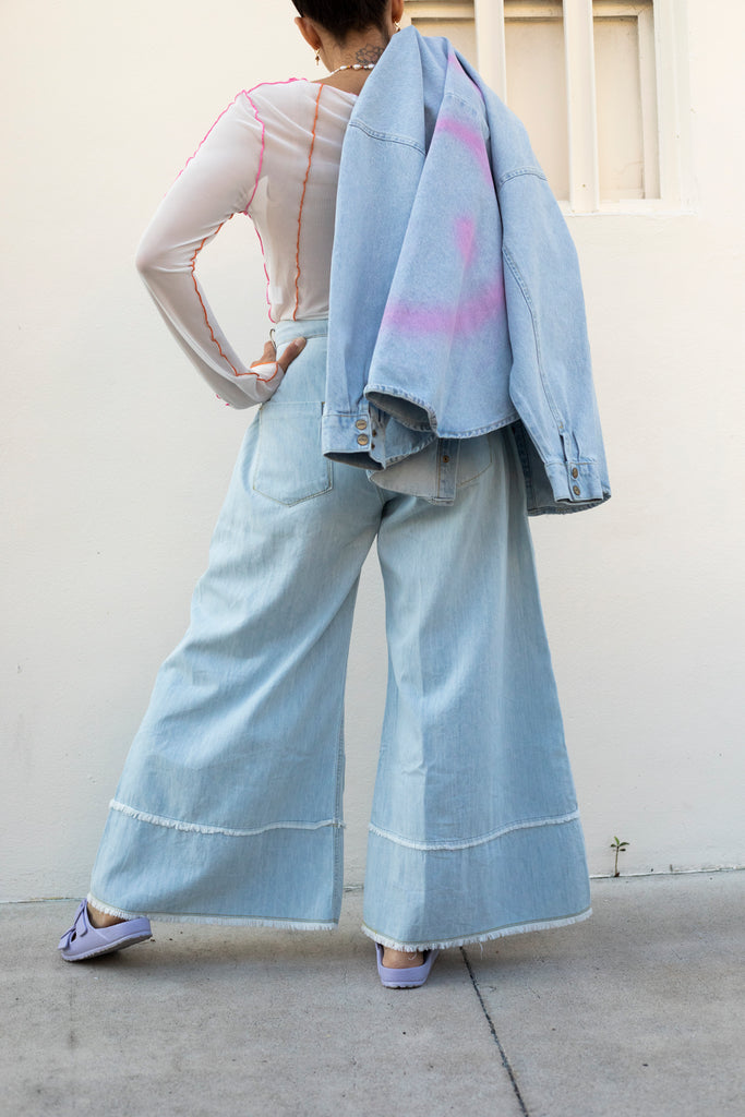 ONE TEASPOON CAPRI BLUE MAVERICK WIDE LEG JEANS