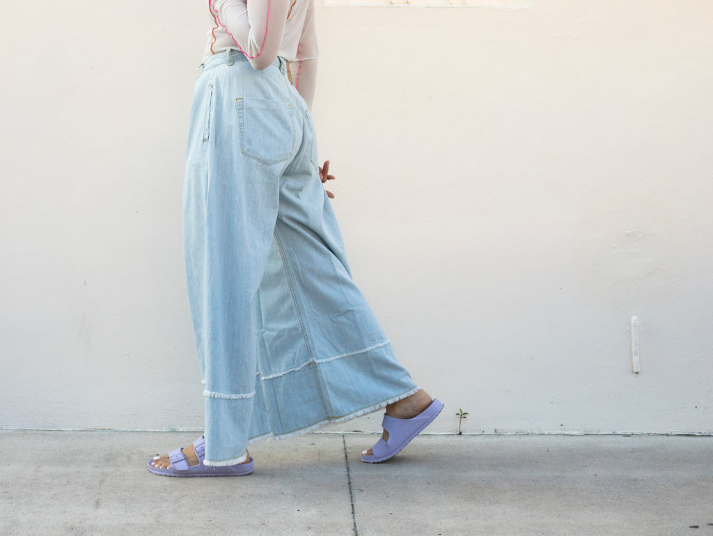 ONE TEASPOON CAPRI BLUE MAVERICK WIDE LEG JEANS