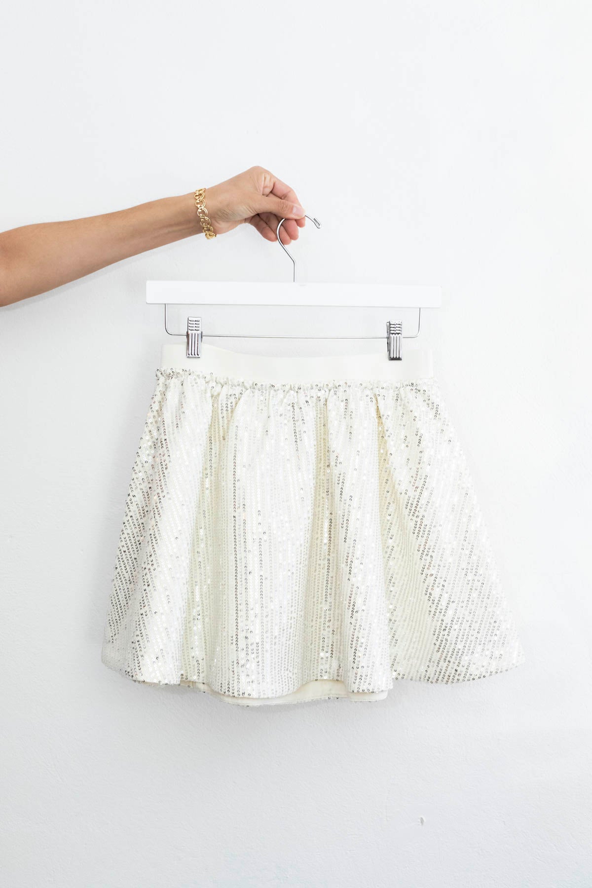 Sequin Skater Skirt in Ivory - MS