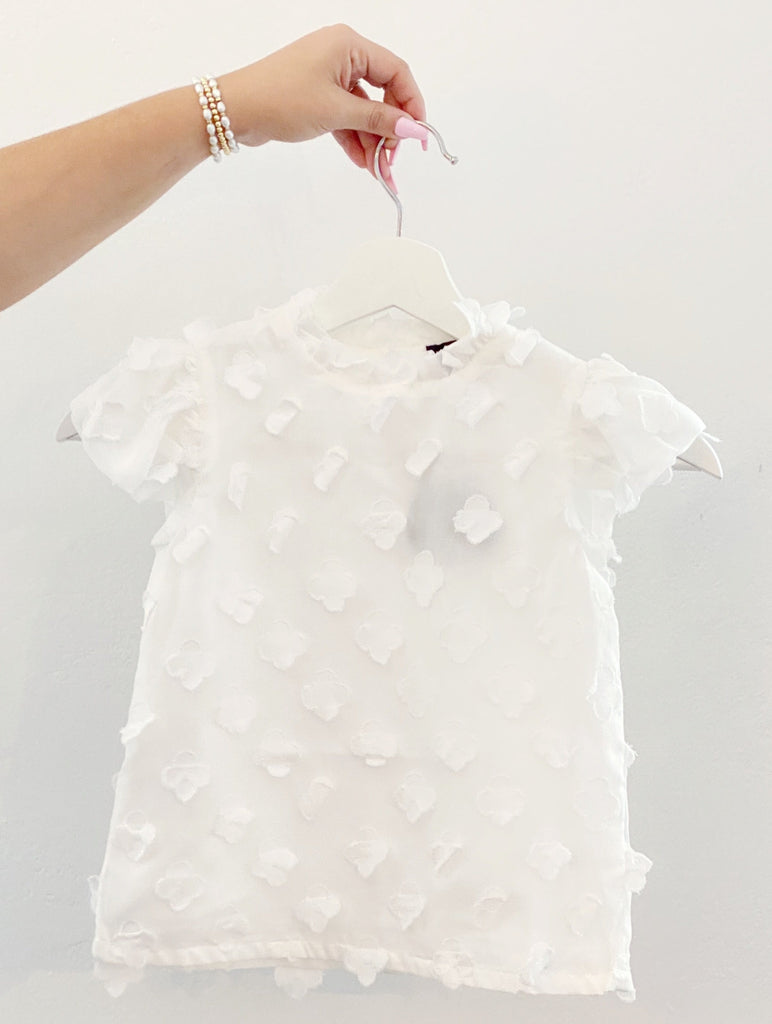White Flower Ruffle Top (Tweens) - LO