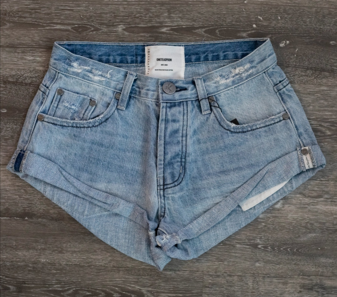 One Teaspoon Salty Dog Bandits Low Waist Denim Short