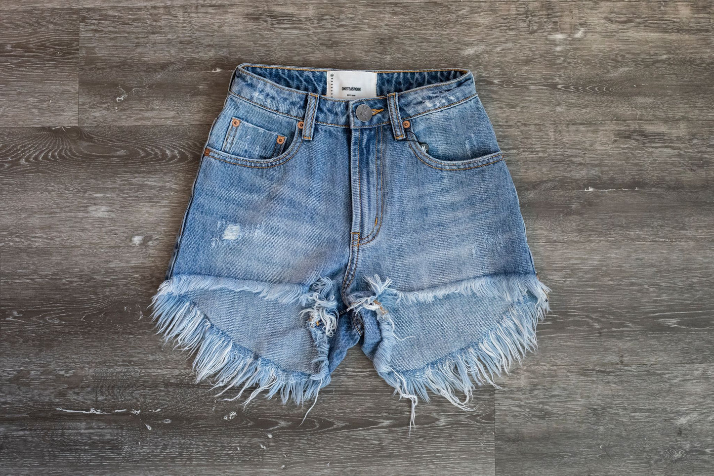HOLLYWOOD BONITAS HIGH WAIST DENIM SHORT - ONE TEASPOON