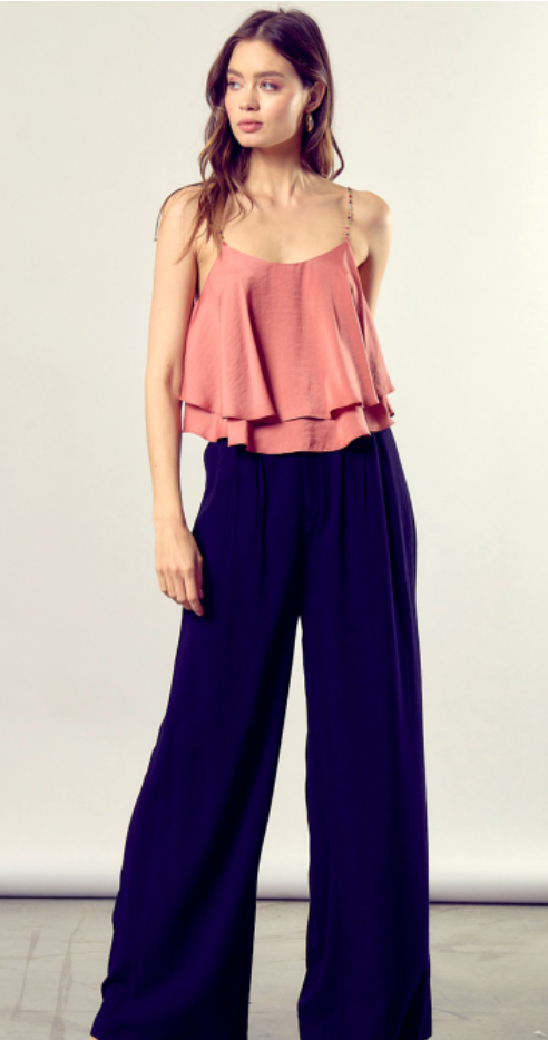 MS Woman’s Beaded Shoulder Strap Cami Top