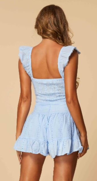 Sleeveless Solid V-Neck Lace Romper