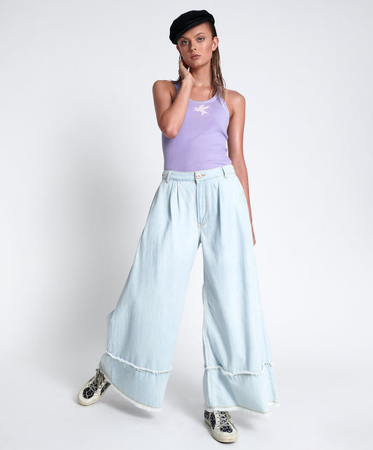 ONE TEASPOON CAPRI BLUE MAVERICK WIDE LEG JEANS