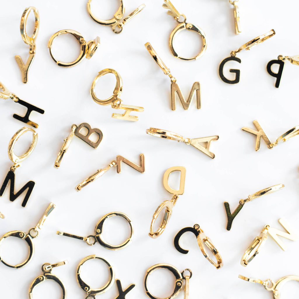 Initial Gold Plated Huggie Earrings A-Z