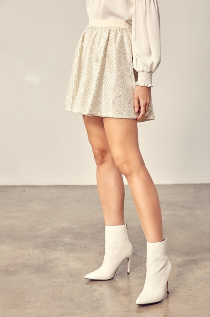 Sequin Skater Skirt in Ivory - MS