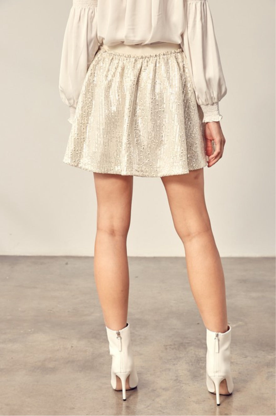 Sequin Skater Skirt in Ivory - MS