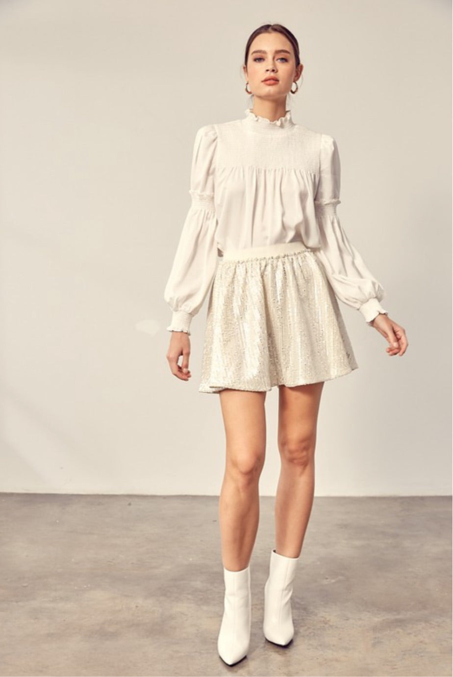 Sequin Skater Skirt in Ivory - MS