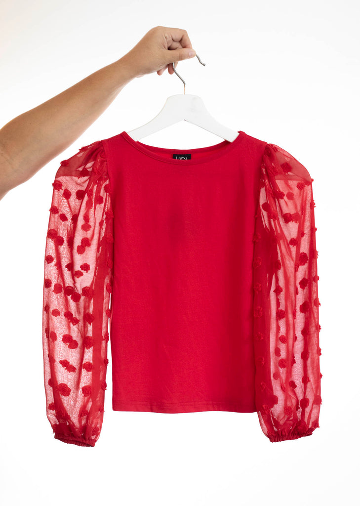 Textured Rose Sleeve Top - LO