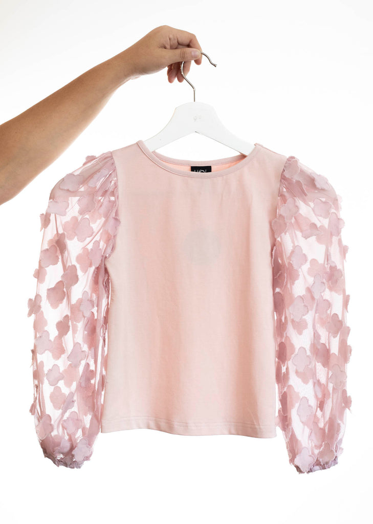 Rose Petal Flower Sleeve Top  - LO