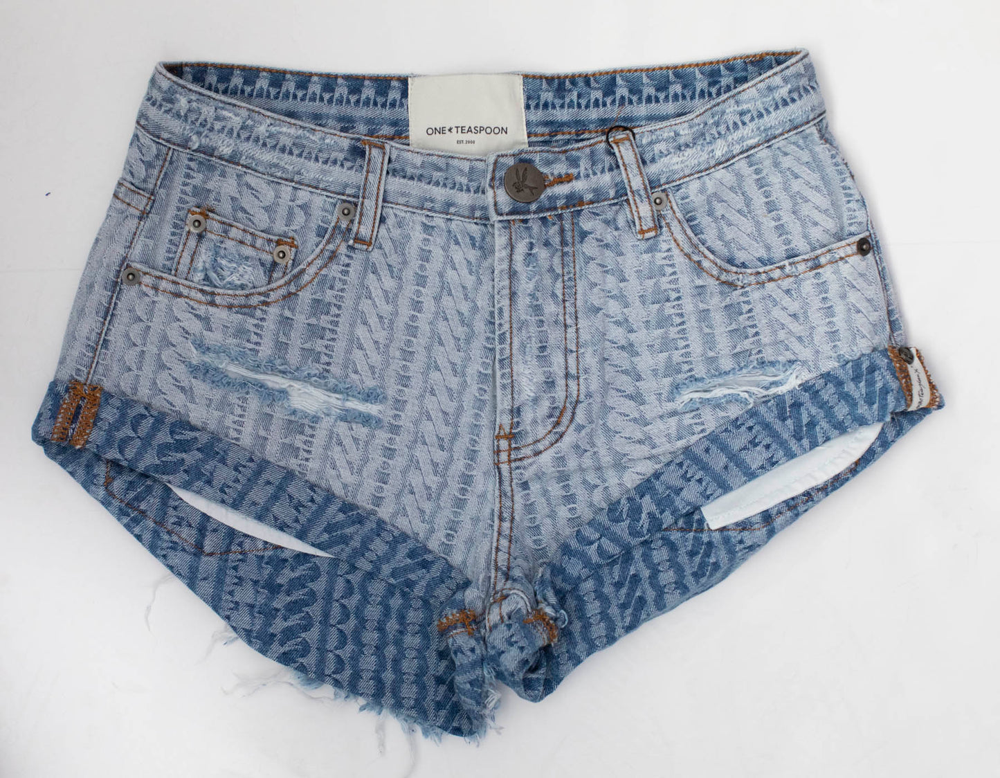 On Repeat Bandit Low Waist Denim Shorts - One Teaspoon