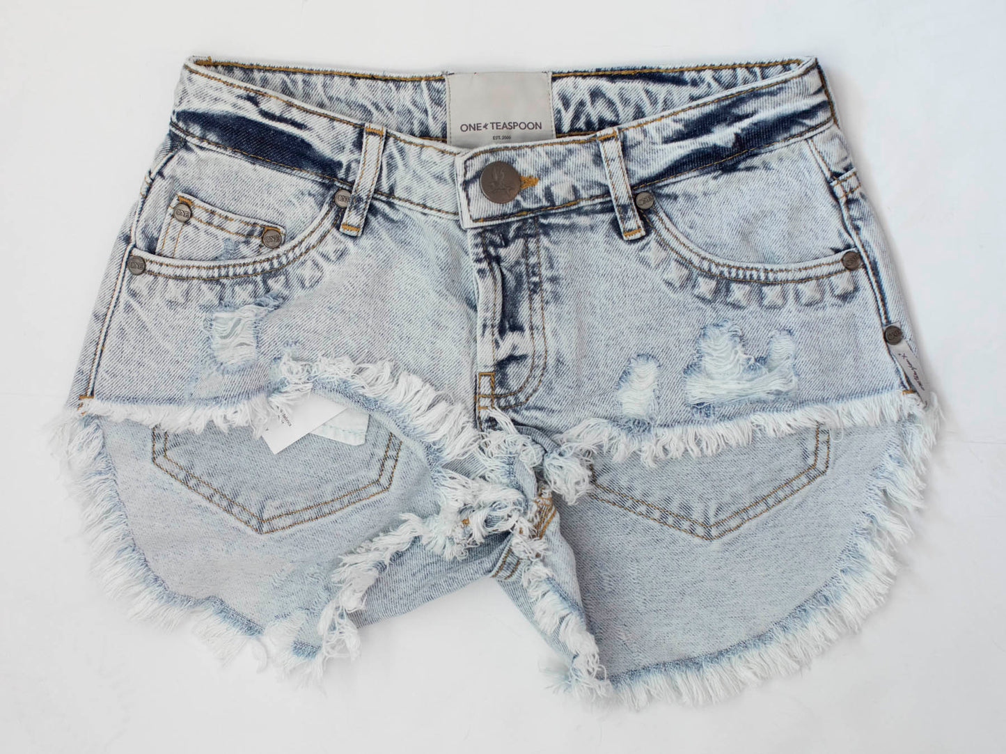 Riveted Bonitas Low Waist Denim Short - ONE TEASPOON
