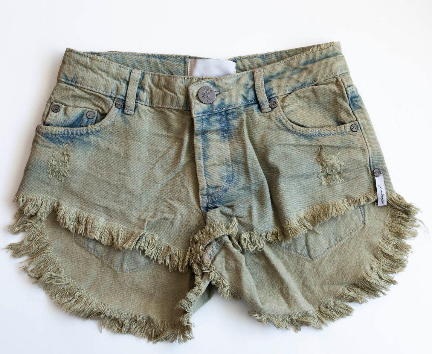 Khaki Haze Bonita Low Waist Denim Shorts - One Teaspoon