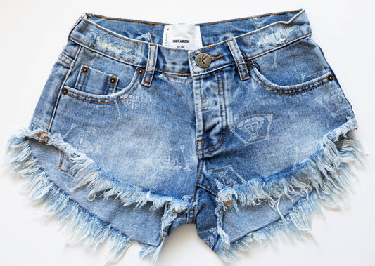 Medusa Dukes Low Waist Mini Denim Shorts - One Teaspoon