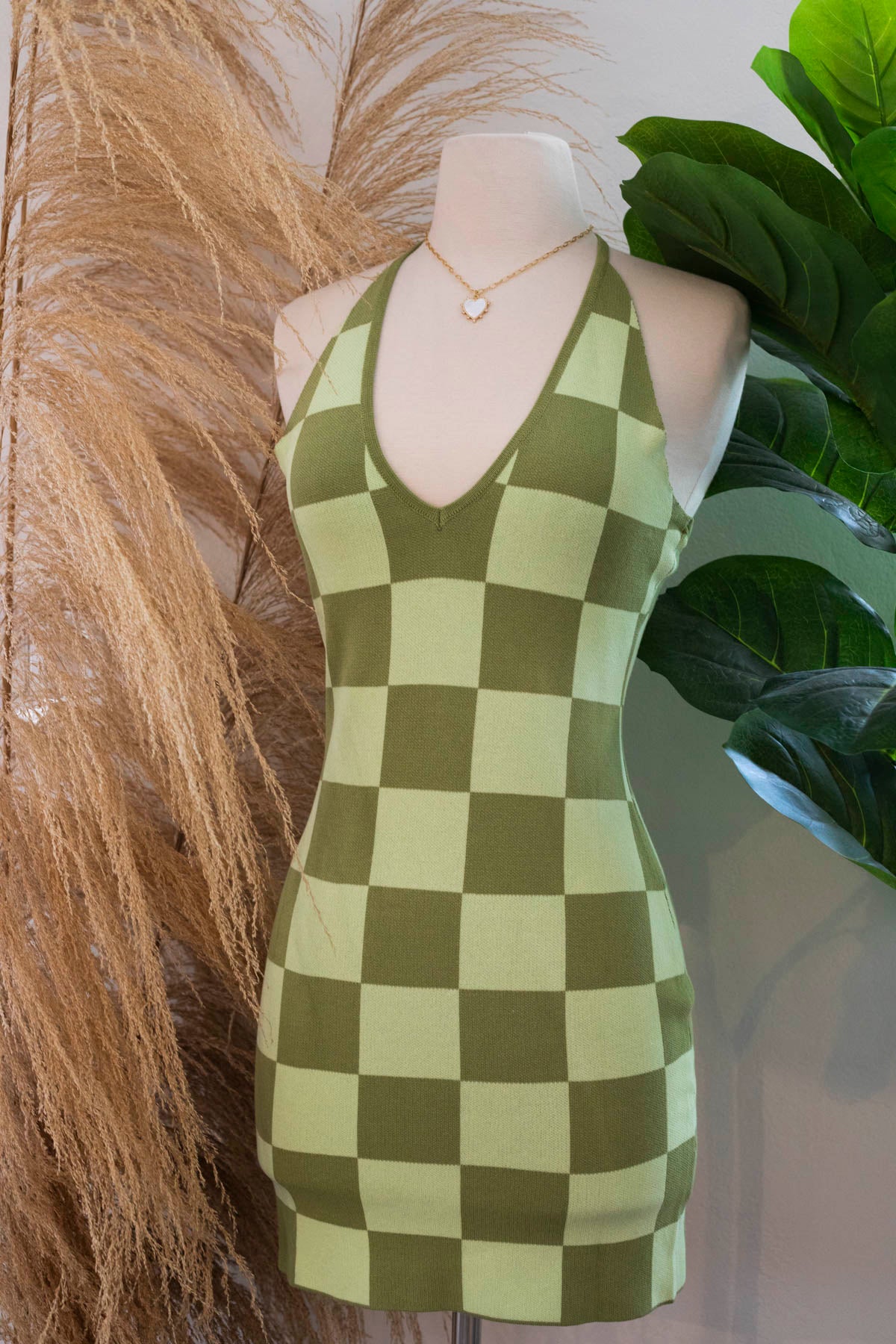 Avocado Haltered Mini Dress - Womans