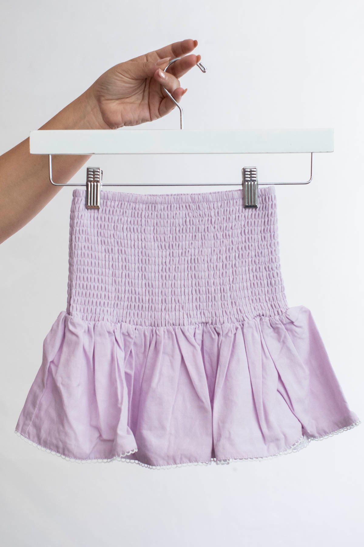Lavender Smocked Tiered Ruffle Mini Skirt - LO