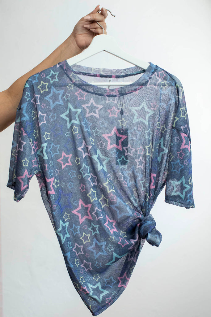 Sensory Star Oversized Mesh Tee  - One Teaspoon