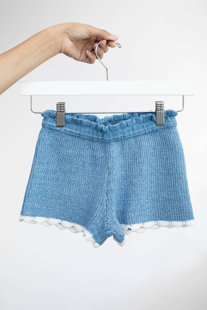 Design History Girl's Faded Indigo Knitted Shorts