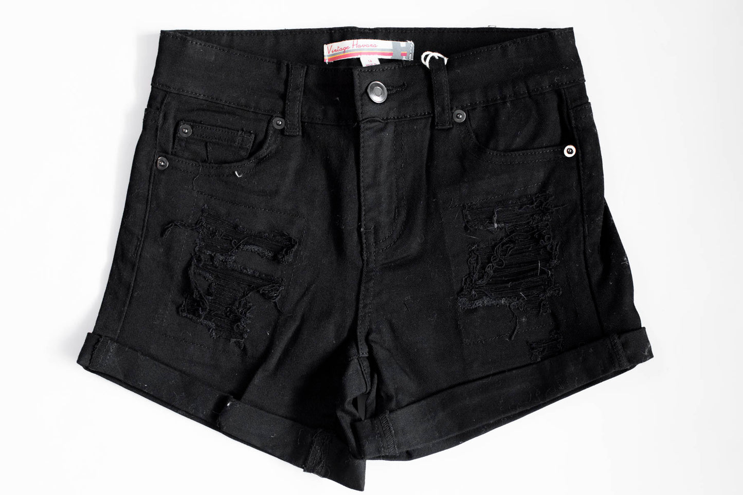 VH Black Mineral Wash Denim Shorts