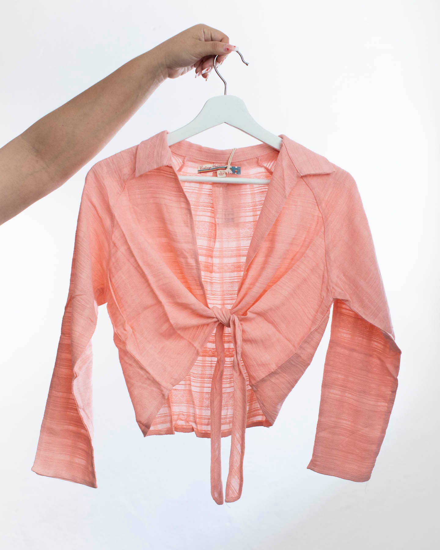 VH Girl's Desert Flower Tie Front Collared Top