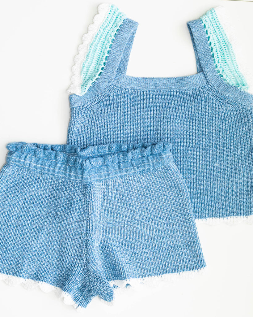Design History Girl's Faded Indigo Knitted Shorts