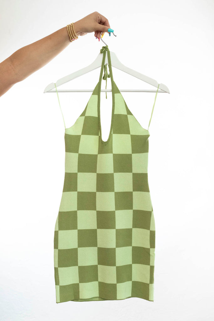 Avocado Haltered Mini Dress - Womans
