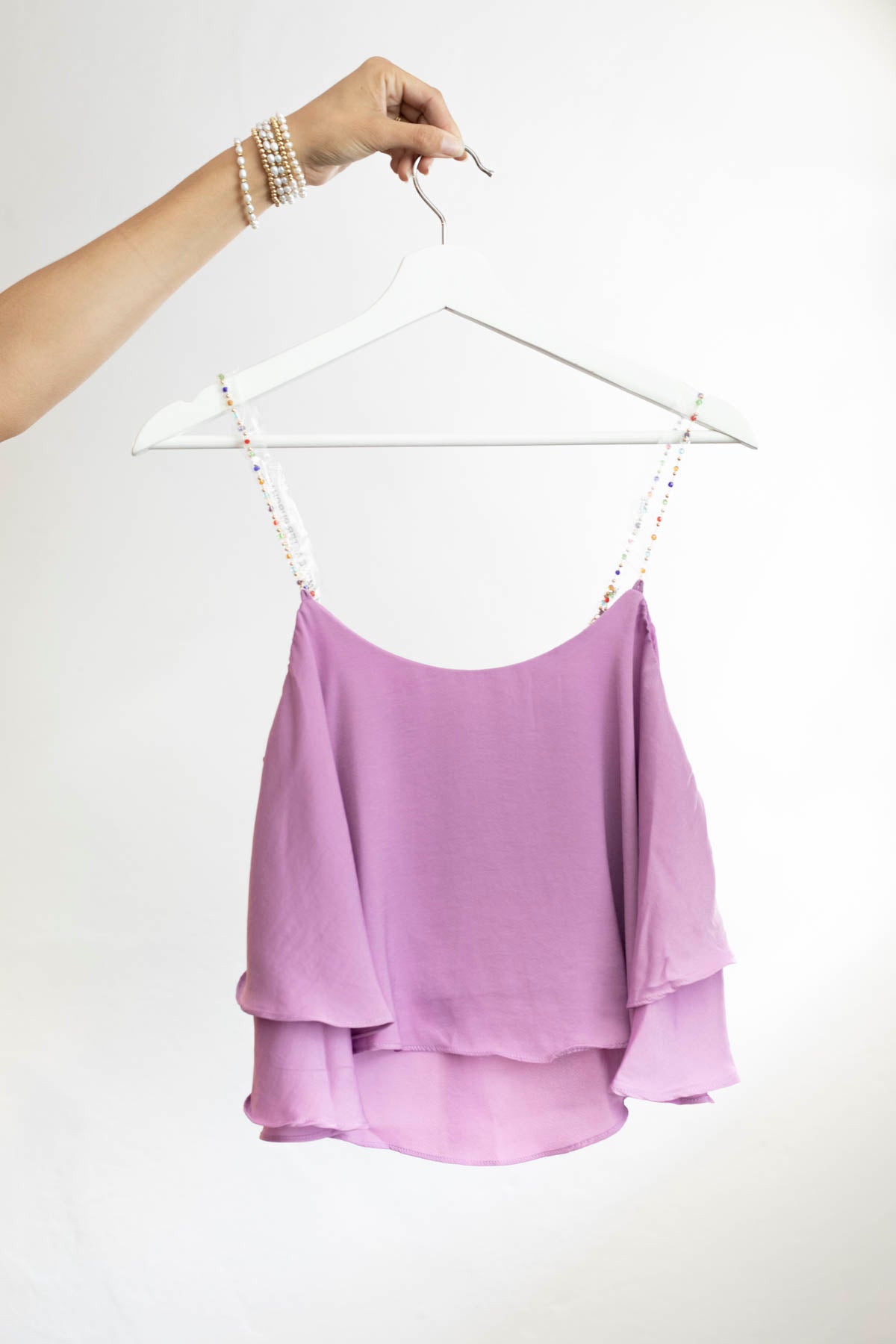 MS Woman’s Beaded Shoulder Strap Cami Top