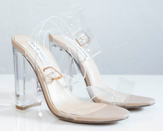 Camille Lucite Clear Block Heel Dress Sandals - STEVE MADDEN WOMAN