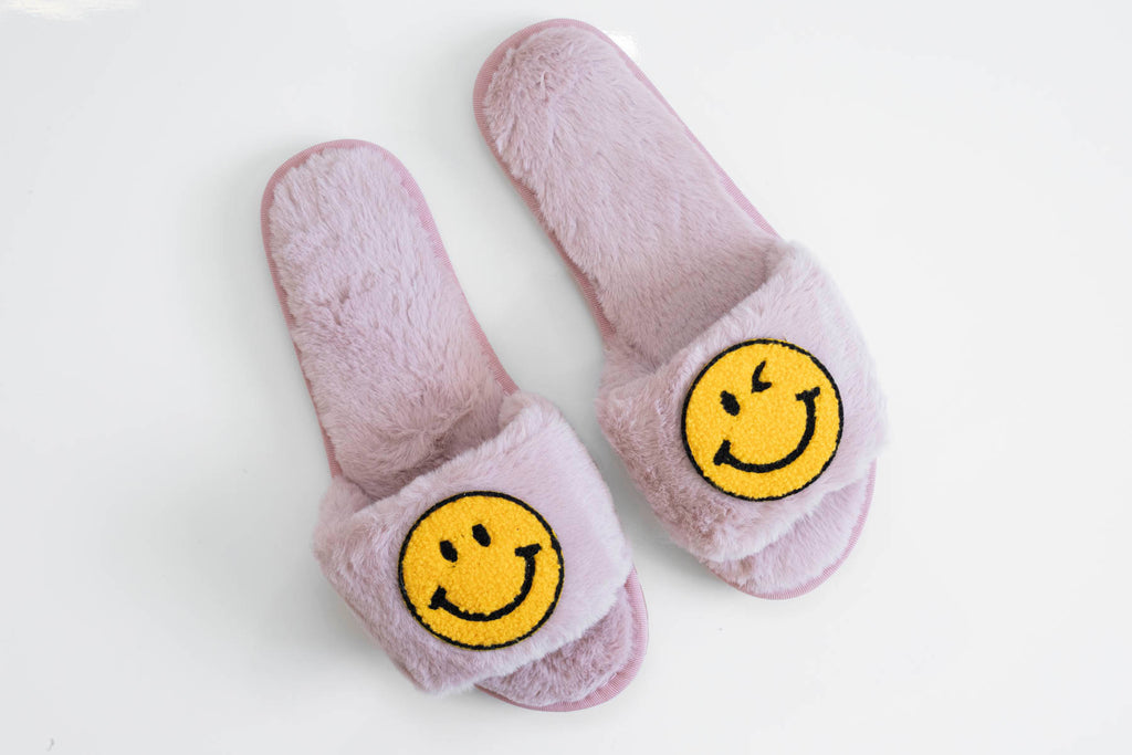 Happy Face Peep Toe Slippers